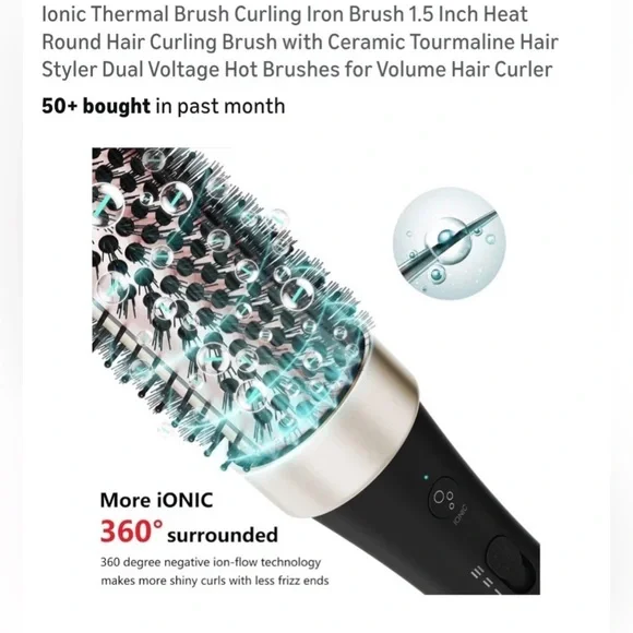 Ionic Thermal Brush Curling Iron Brush 1.5 Inch Heat Round Hair Curling Brush - Picture 4 of 6
